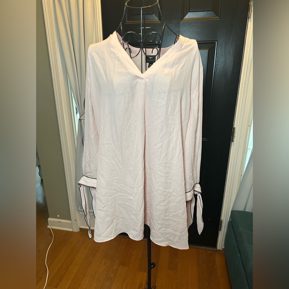 Pink V-Neck Tunic with Tie Sleeves